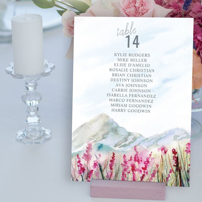 Mountain Wedding Table Number Seating Sign (Criador carregado)