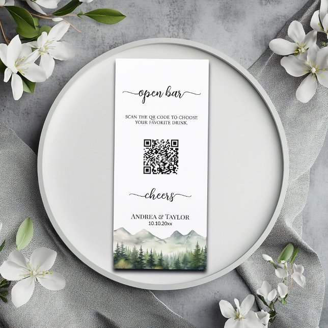 Mountains and Pines QR Code Open Bar Menu (Criador carregado)