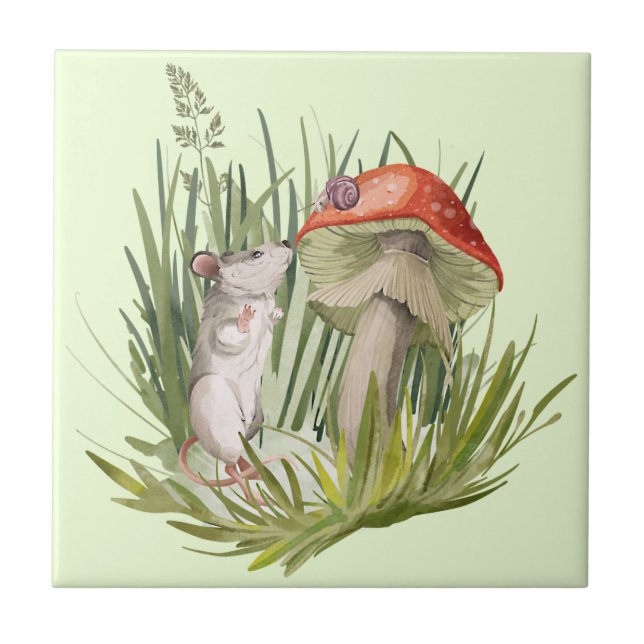 Mouse falando com Snail Watercolor Art (Frente)