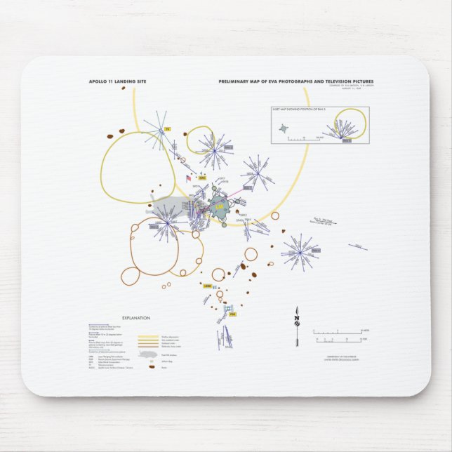 Mouse Pad Apollo 11 mapa fotográfico (Frente)