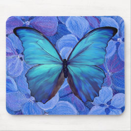 Mouse Pad - Blue Morpho/Hydrangea