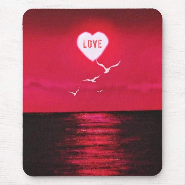 Mouse Pad com Amor Sunset Sea - Romântico (Frente)