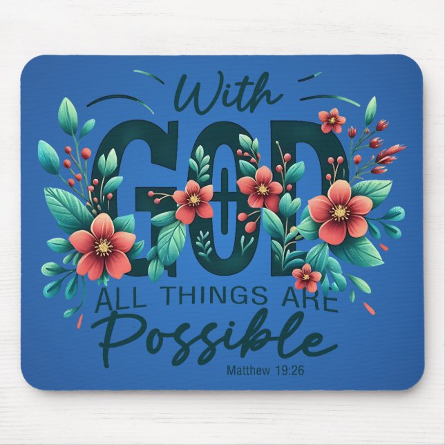 Mouse Pad Com Deus Todas as Coisas São Possíveis (Frente)