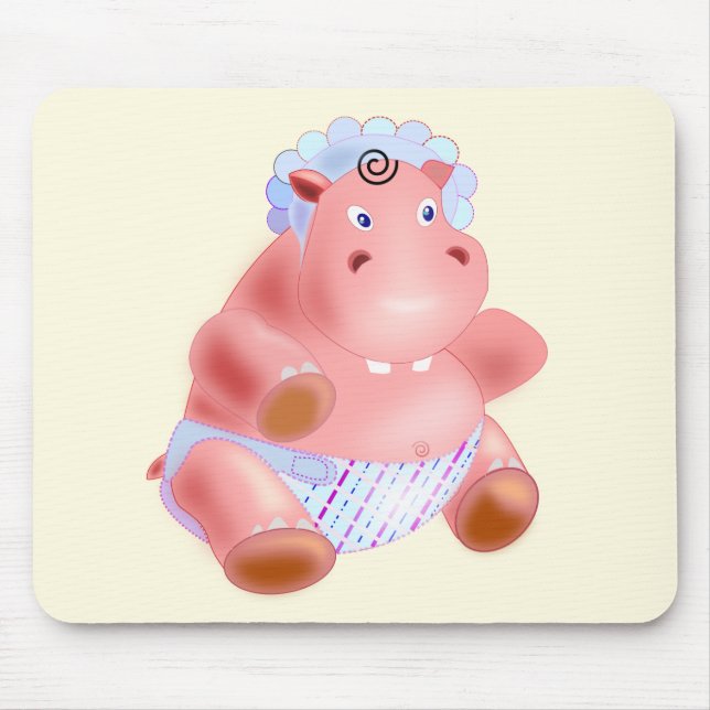 Mouse Pad com Feliz Bebê Hippo (Frente)