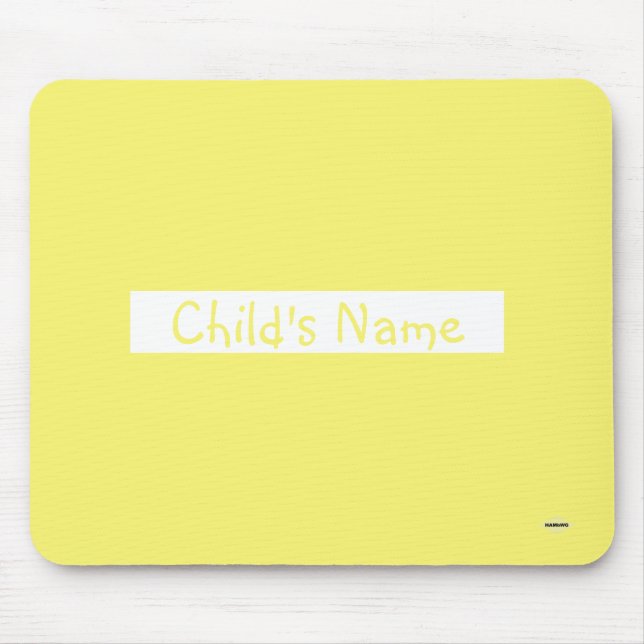 Mouse Pad com o nome da criança Amarelo HAMbWG (Frente)