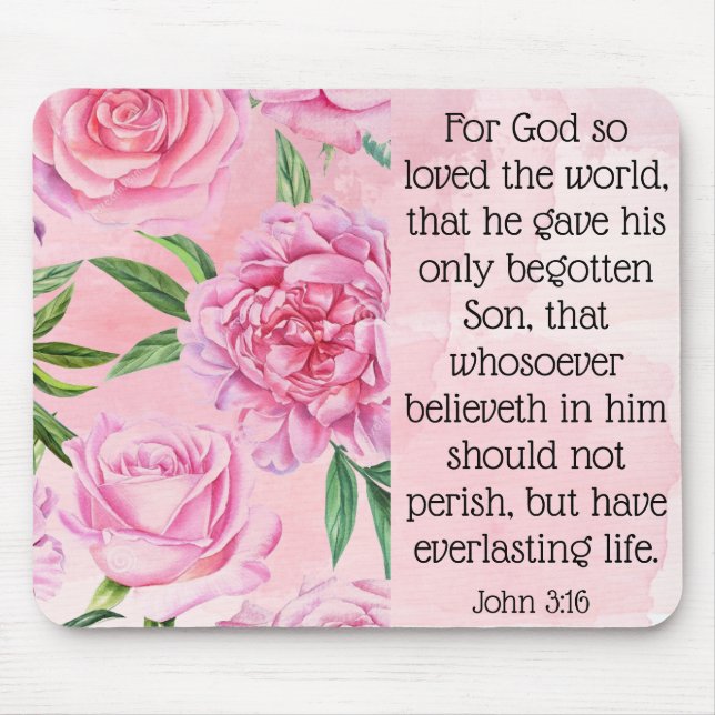 Mouse pad com script. John 3:16. (Frente)