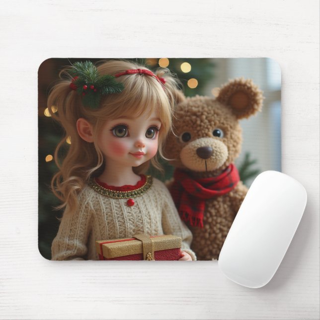 Mouse pad com uma garota fofa recebendo um g de Na (Com mouse)