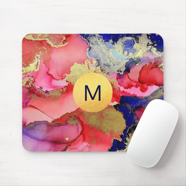 Mouse Pad de Arte Abstrata com Tom de Joia Monogra (Com mouse)