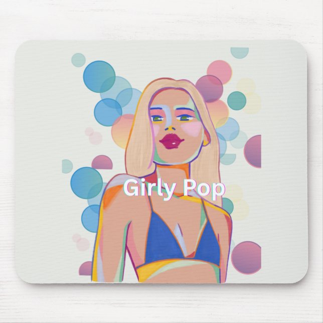 mouse pad de festa de garota pop feminina (Frente)