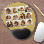 Mouse Pad De Gel 12 Colagem de Fotos com Dourado Fundo<br><div class="desc">Adicione seus fotos favoritos a este modelo divertido. Você pode usar fotos do Instagram ou quaisquer fotos para esta grade.</div>