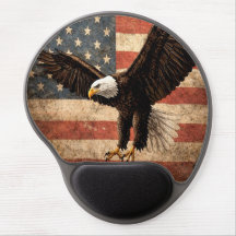 Bald Eagle American Flag Grunge Gel Mousepad