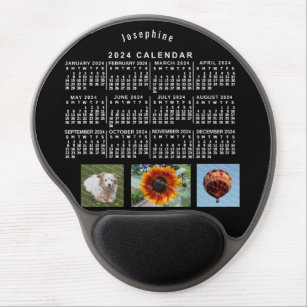 Mouse Pad De Gel Calendário Mensal de 2024 Anos Preto Personalizado