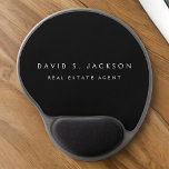 Mouse Pad De Gel Classe Profissional Elegante Moderno Branco Negro<br><div class="desc">O Executivo de luxo personalizado Black and White Minimalist Business Mousepad (Mouse Pad) com tipografia branca para os monogramas adicione seu próprio nome e profissão ou título de trabalho. A Placa de Nomes Profissionais de Negócios pode ser personalizada com seu nome e cargo. Entre em contato com o designer para...</div>