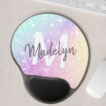 Mouse Pad De Gel Elegante Iridescente Colorido Personalizado<br><div class="desc">Personalize facilmente este elegante padrão colorido de brilho com seu nome personalizado e/ou monograma.</div>