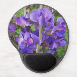 Mouse Pad De Gel Flores de Indigo Azul Falso Impressionista Botânic