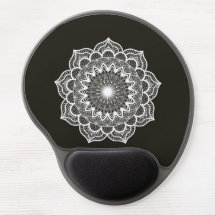 Mandala Branco em Fundo Preto