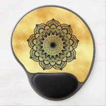 Mandala Preto em Fundo Dourado Suave