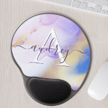 Mouse Pad De Gel Monograma Elegante de Pintura Dourada de Abstrato<br><div class="desc">Personalize facilmente este estilo glamouroso,  abstrato lilac,  tinta aquática e fundo de pulverização em ouro falso,  com os seus detalhes personalizados.</div>