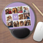 Mouse Pad De Gel Monograma Personalizado de Colagem de Fotos do Ins<br><div class="desc">Modern Pastel Purple Lilac - Use 11 fotos quadradas para criar um presente exclusivo e pessoal. Ou você pode ficar com o filhote hipster e fazer uma moda. Se precisar ajustar as fotos,  clique na ferramenta personalizar para fazer alterações.</div>