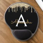 Mouse Pad De Gel Nome do Monograma do Glam Glitter Preto Dourado<br><div class="desc">Nome do Monograma da Brilhante Dourada e Preta e do Mousepad Inicial (Mouse Pad). Isto faz o doce e perfeito aniversário de 16 anos,  casamento,  chá de panela,  aniversário,  chá de fraldas ou festa de solteira presente para alguém que ama luxo de luxo e estilos quíticos.</div>