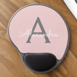 Mouse Pad De Gel Nome Moderno do Monograma de Script Girassol de Ci<br><div class="desc">Coloque seu próprio nome, Pad do mouse (Mouse Pad), e o monograma da Cinza, a rosa e o mouse. Isto faz o doce e perfeito aniversário de 16 anos, casamento, chá de panela, aniversário, chá de fraldas ou festa de solteira presente para alguém que ama luxo de luxo e estilos...</div>
