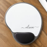 Mouse Pad De Gel Nome Moderno do Monograma de Script Negra Branca<br><div class="desc">Monograma branco e preto adicione seu próprio nome Mousepad (Pad do mouse). Isto faz o doce e perfeito aniversário de 16 anos,  casamento,  chá de panela,  aniversário,  chá de fraldas ou festa de solteira presente para alguém que ama luxo de luxo e estilos quíticos.</div>