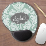 Mouse Pad De Gel Nome Personalizado da Cor damasco da Mint e da Cin<br><div class="desc">Adicione seu nome ou monograma a esta moda e damascos florais femininos com cores populares. O damasco tem um aspecto de quadro chato.</div>