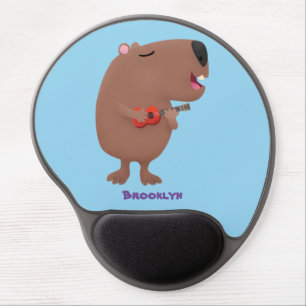 Mouse Pad De Gel Óptica desenho animado de capybara ukulele