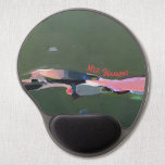 Mouse Pad De Gel Professora Presente Abstrato de Pintura Personaliz<br><div class="desc">Pintura de abstrato verde com o nome do script pincel em vermelho</div>