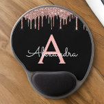 Mouse Pad De Gel Rosa Dourado - Nome do Monograma preto brilhante<br><div class="desc">Rosa Dourado - Nome do monograma da brilha brilhante preto e rosa-pincelada e preto e Mousepad inicial (Pad do mouse). Isto faz o doce e perfeito aniversário de 16 anos, casamento, chá de panela, aniversário, chá de fraldas ou festa de solteira presente para alguém que ama luxo de luxo e...</div>