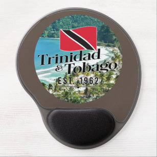 Mouse Pad De Gel "Trinidad e Tobago Est. Praia de 1962" com Bandeir
