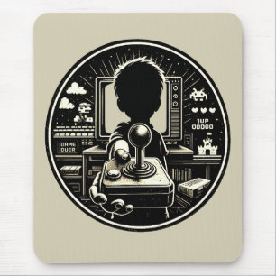 Mouse pad de jogos retrô com arte de joystick