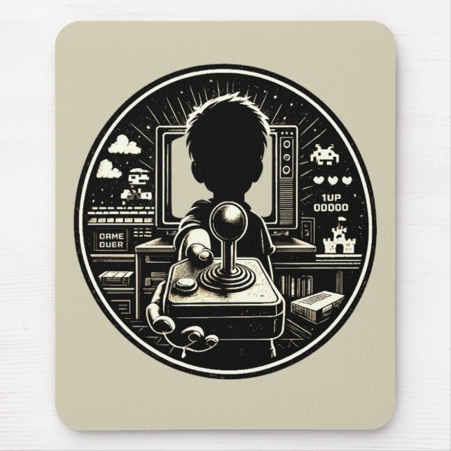 Mouse pad de jogos retrô com arte de joystick (Frente)