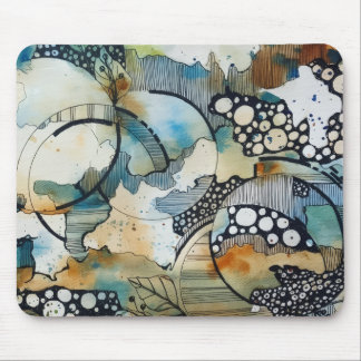Mouse Pad de Tinta e Aquarela Abstrata | Moderno