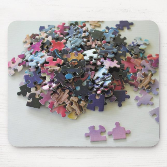 Mouse pad de várias peças de puzzle coloridas (Frente)