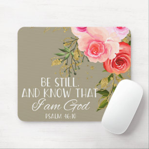 Mouse pad floral com versículo bíblico
