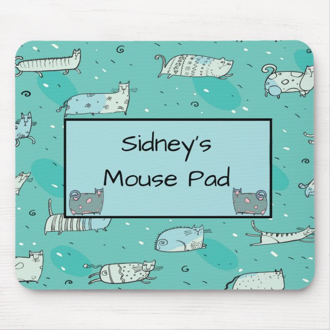 Mouse Pad for Young Girl with Comical Cats (Frente)