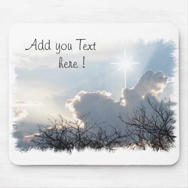 Mouse Pad Glory para Deus com uma cruz no céu (Frente)