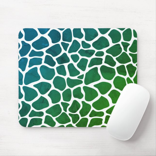 Mouse Pad - Impressão Animal Giraffe Verde/Azul (Com mouse)