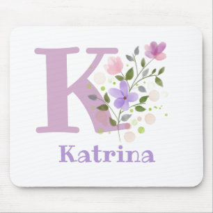 Mouse Pad Inicial Mais Nome e Design de Flores