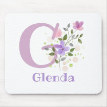 Mouse Pad Inicial Mais Nome e Design de Flores