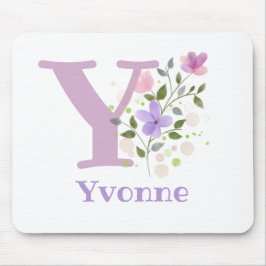 Mouse Pad Inicial Mais Nome e Design de Flores