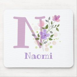 Mouse Pad Inicial Mais Nome e Design de Flores