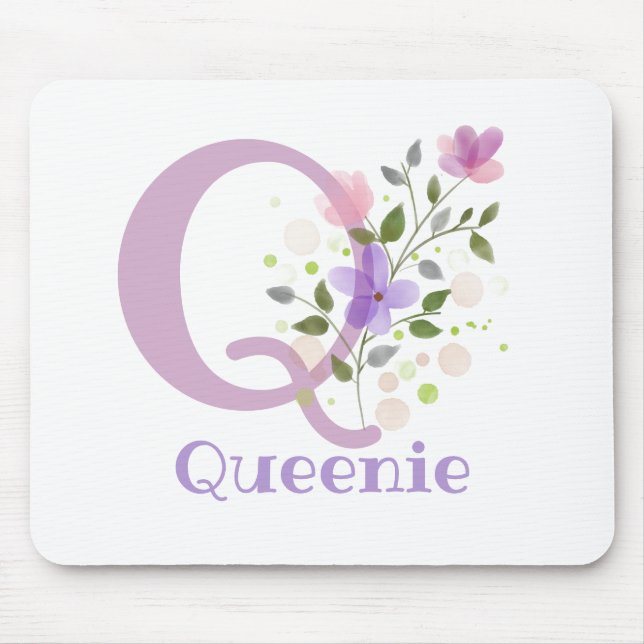 Mouse Pad Inicial Mais Nome e Design de Flores (Frente)