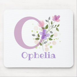 Mouse Pad Inicial Mais Nome e Design de Flores