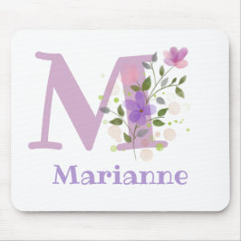 Mouse Pad Inicial Plus Nome & Desenho de Flores
