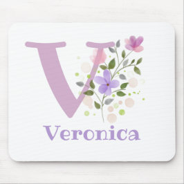 Mouse Pad Inicial Plus Nome & Desenho de Flores