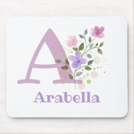 Mouse Pad Inicial Plus Nome & Desenho de Flores