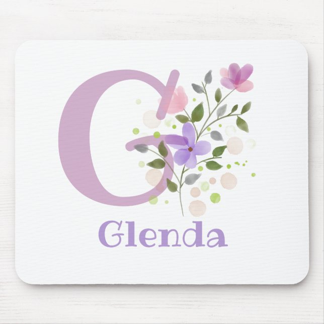 Mouse Pad Inicial Plus Nome & Desenho de Flores (Frente)