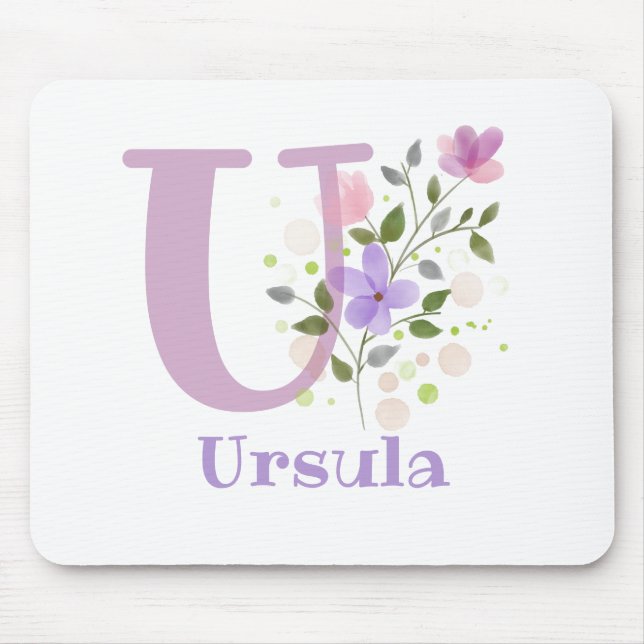 Mouse Pad Inicial Plus Nome & Desenho de Flores (Frente)
